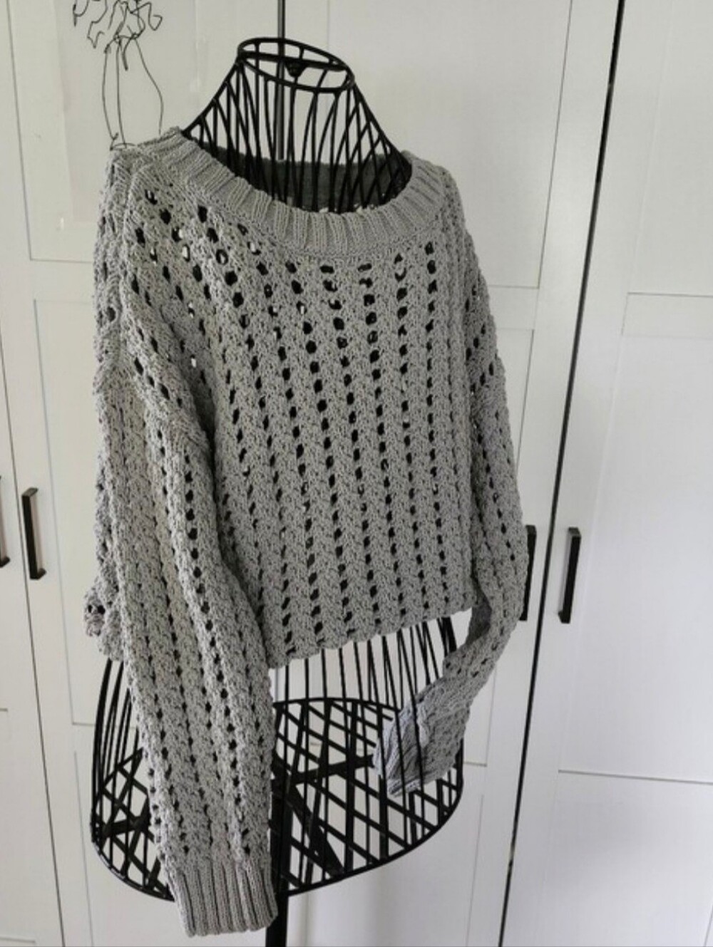 Joie Light Soft, Pale Green  Open-Knit Crewneck Sweater